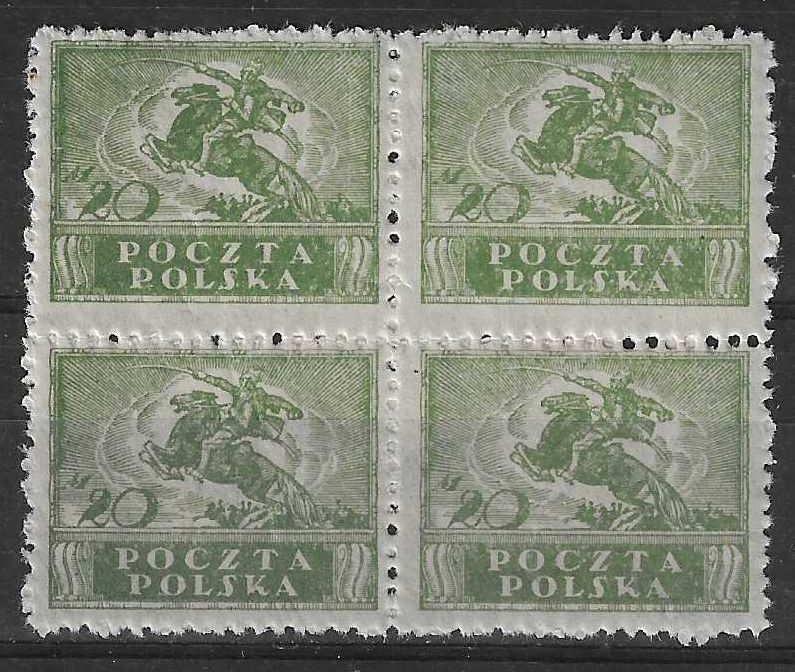 Znaczek Polska 1920 Mi 117A Fi 101a Z podlepką *