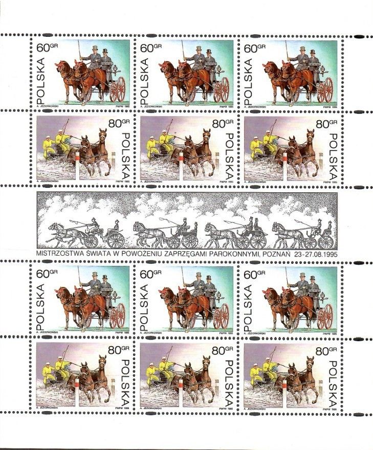 Znaczek Polska 1995 Mi ark 3553-3554 Fi ark 3405-3406 Czyste **