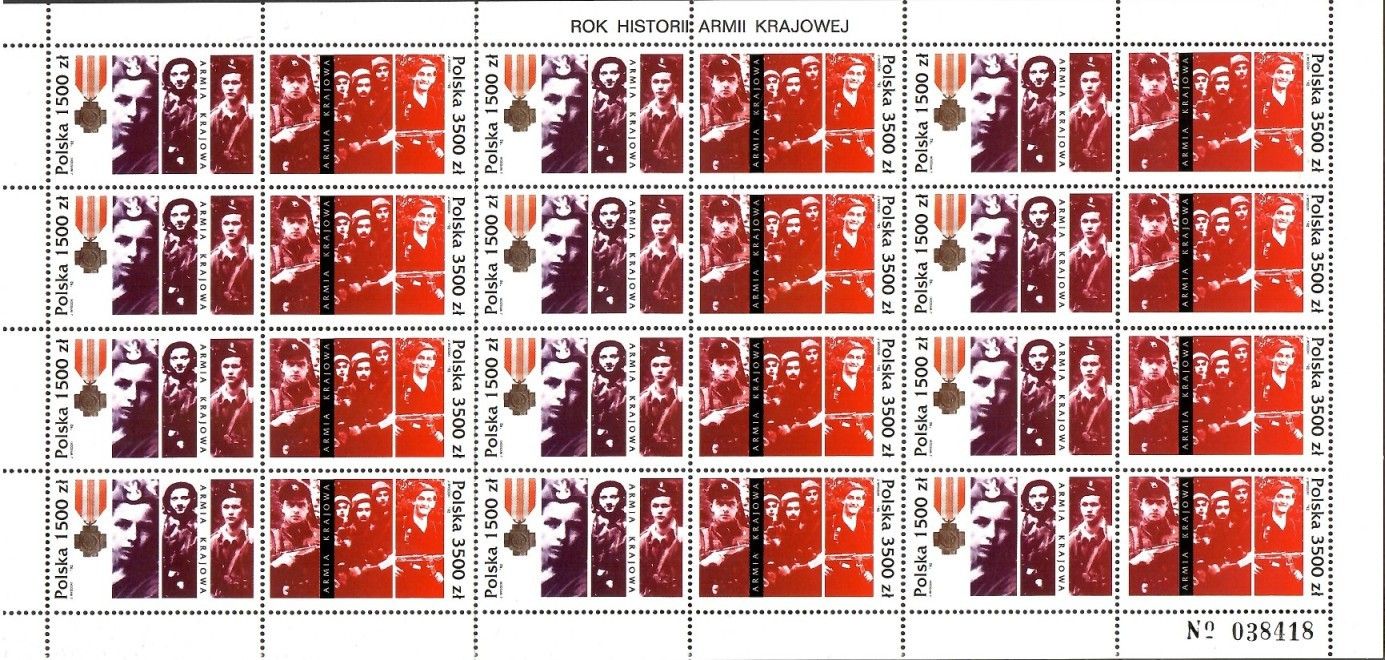 Znaczek Polska 1992 Mi ark 3413-3414 Fi ark 3265-3266 Czyste **