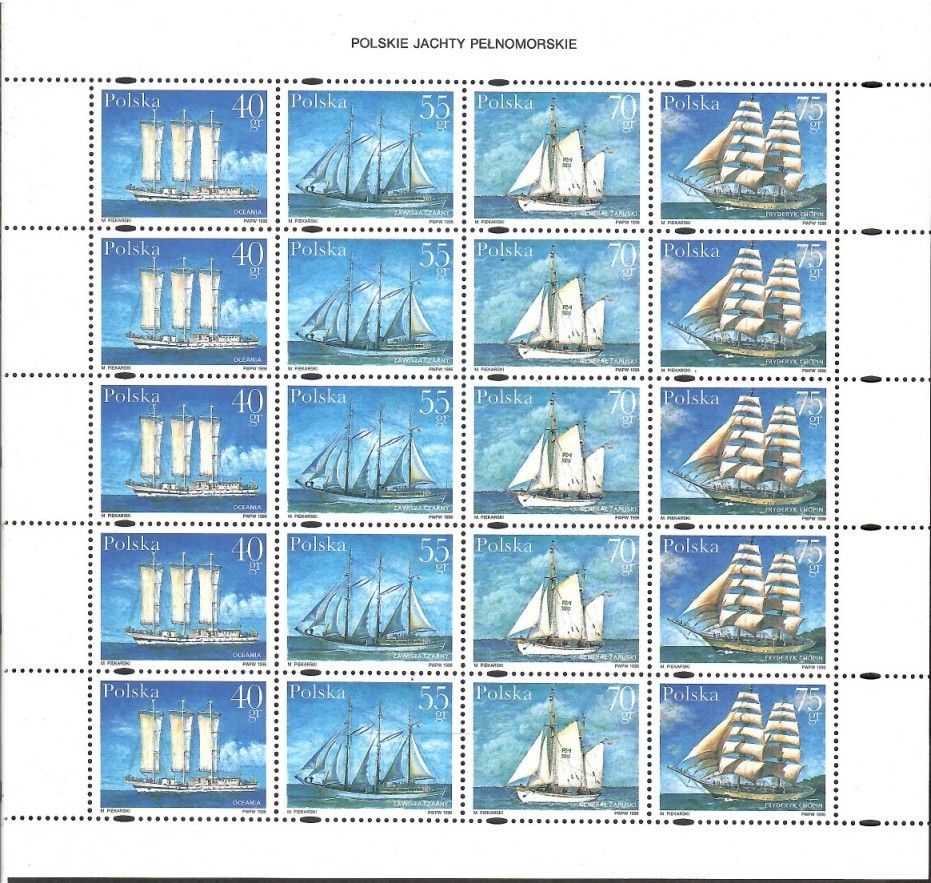 Znaczek Polska 1996 Mi ark 3577-3580 Fi ark 3429-3432b Czyste **