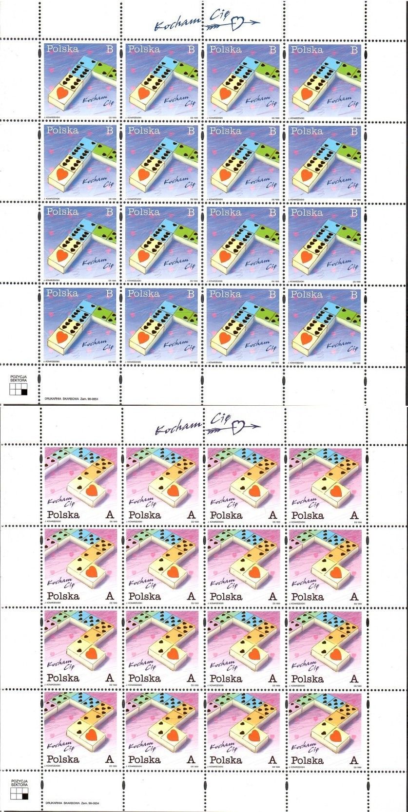 Polska 1999 Mi ark 3744-3745 Fi ark 3596-3597a Czyste **