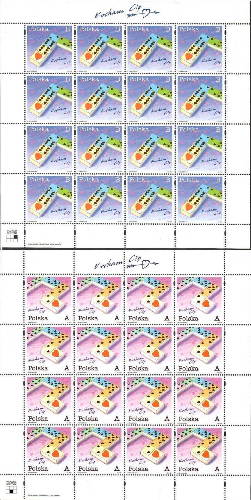 Polska 1999 Mi ark 3744-3745 Fi ark 3596-3597 Czyste **