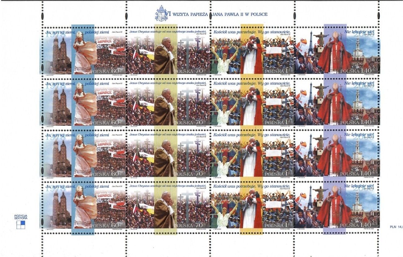Znaczek Polska 1999 Mi ark 3768-3771I Fi ark 3620-3623Ib Czyste **