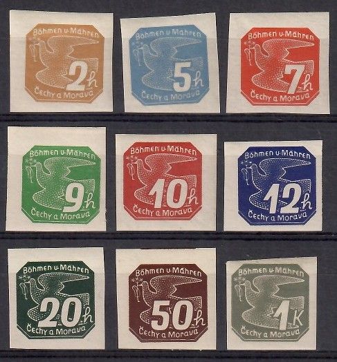 Znaczek Czechy i Morawy 1939 Mi 42-50 Czyste **