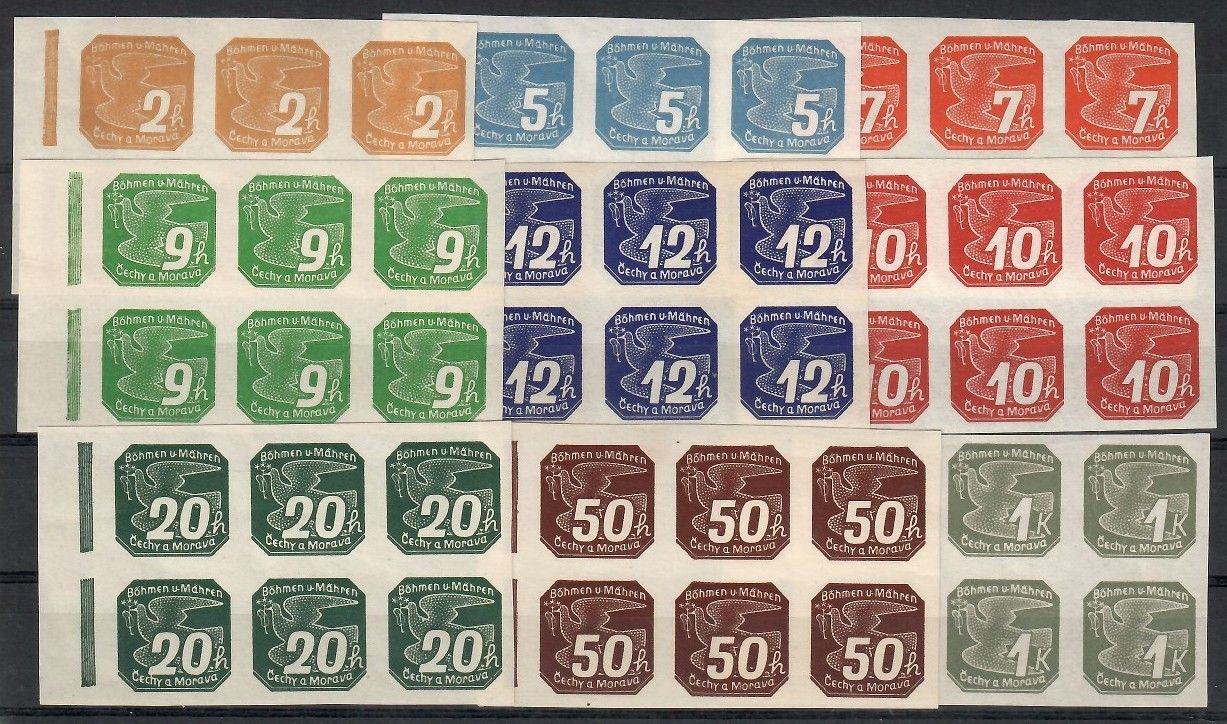 Znaczek Czechy i Morawy 1939 Mi 42-50 Czyste **