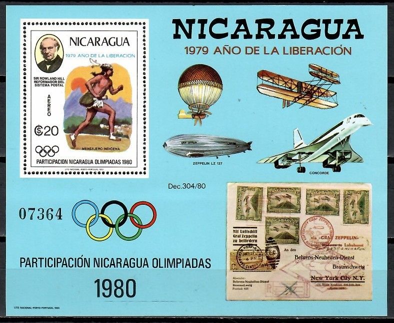 Znaczek Nikaragua 1980 Mi bl 111 Czyste **