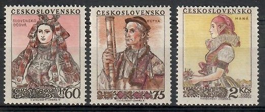 Znaczek Czechosłowacja 1955 Mi 921-922+924 Z podlepką *