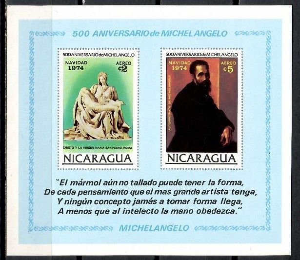 Znaczek Nikaragua 1974 Mi bl 82 Czyste **