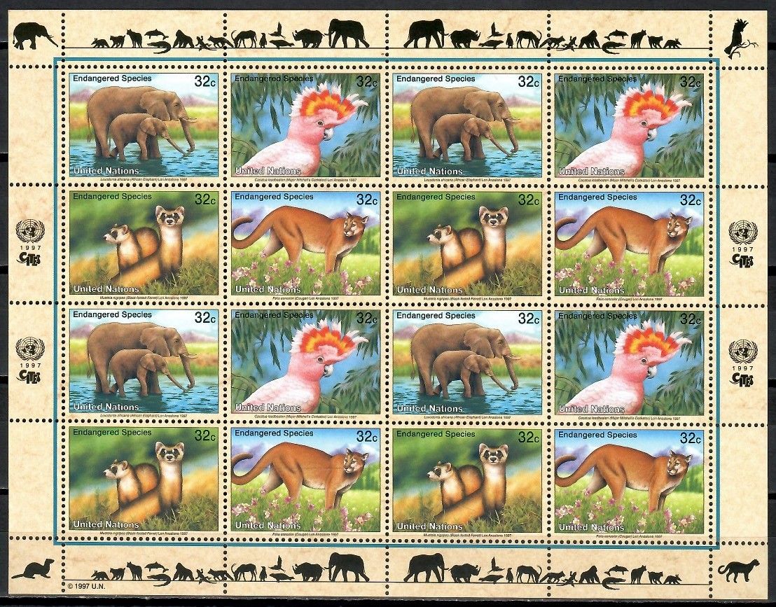 Znaczek Narody Zjednoczone Nowy Jork 1997 Mi ark 732-735 Czyste **