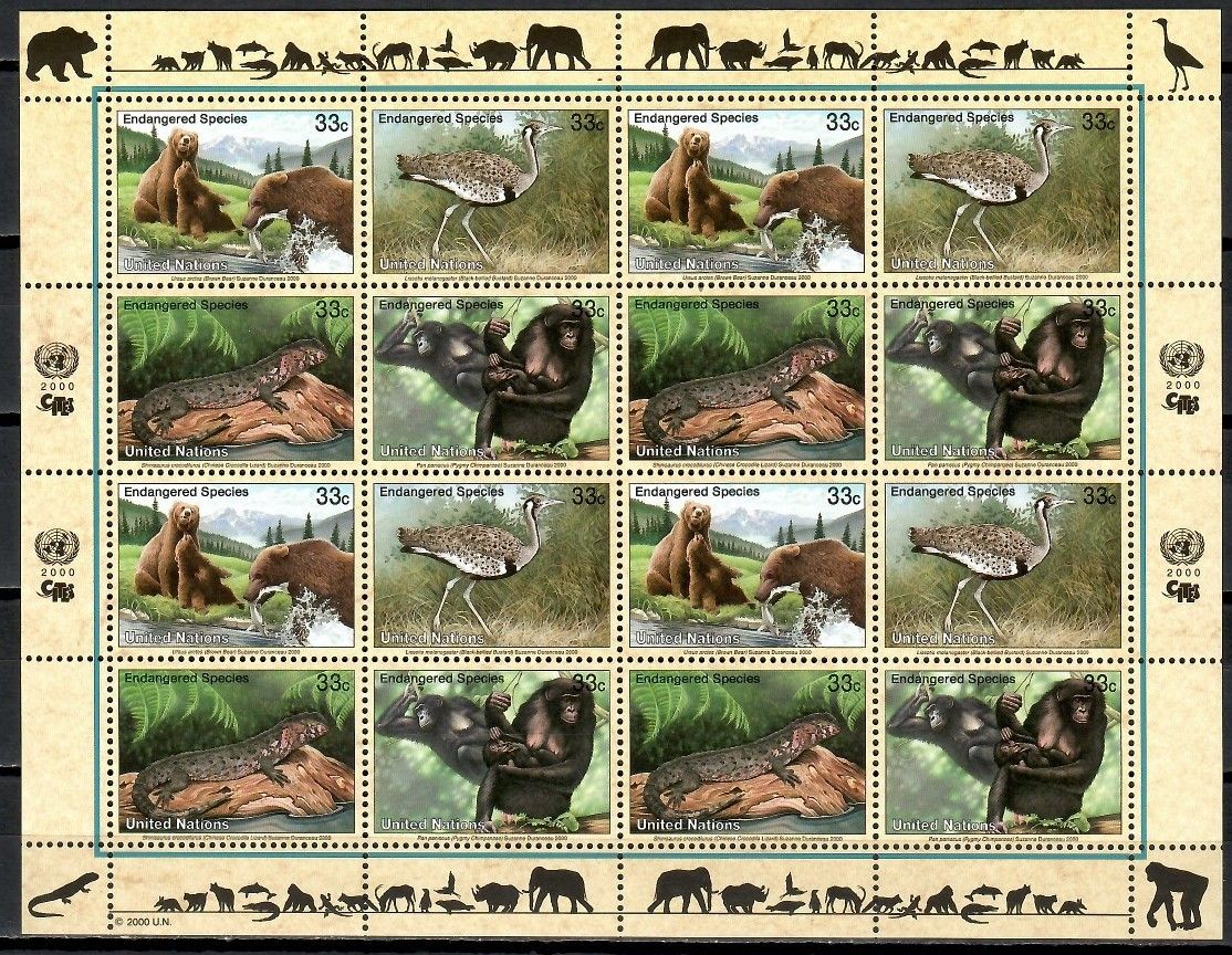 Znaczek Narody Zjednoczone Nowy Jork 2000 Mi ark 831-834 Czyste **