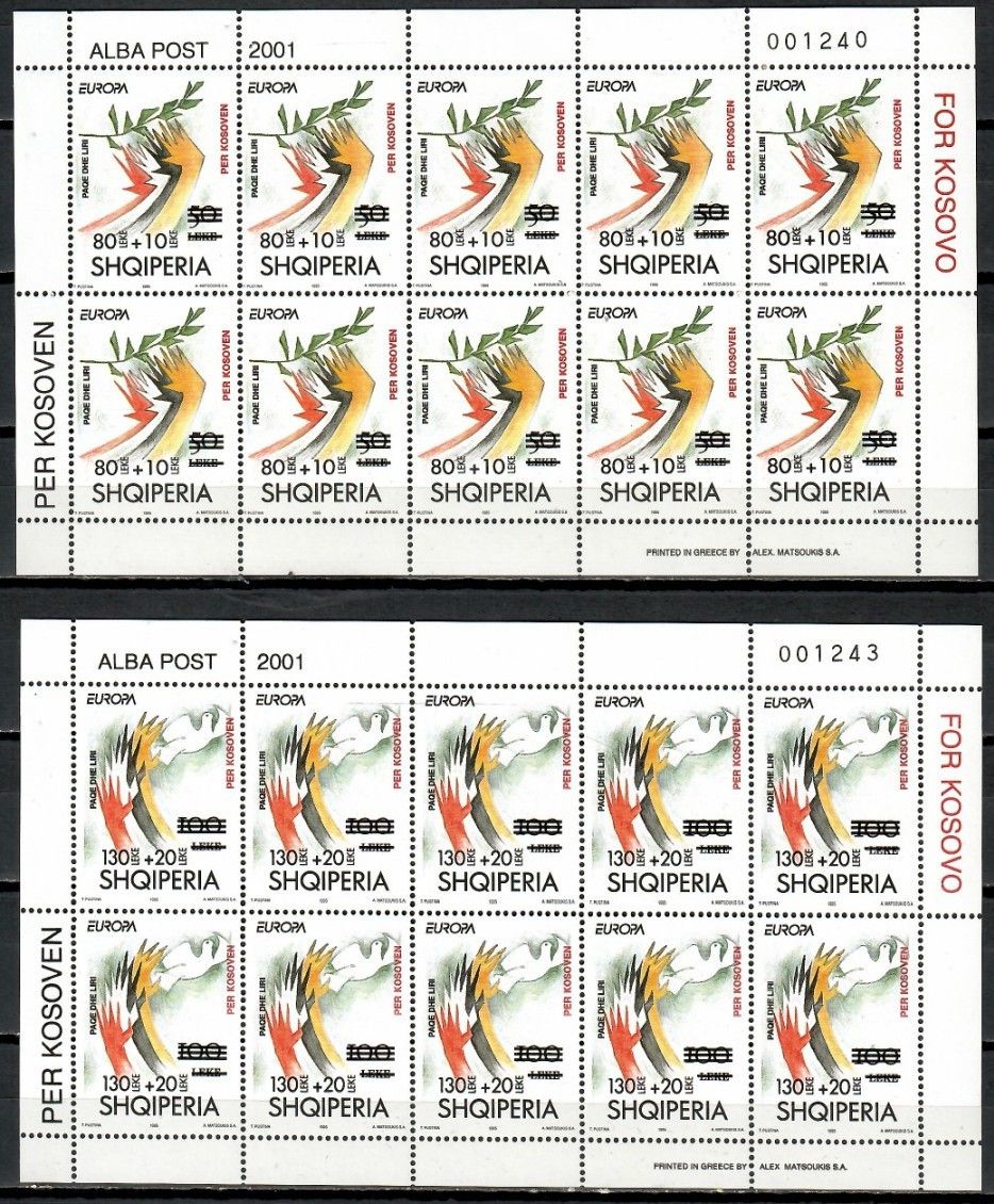 Znaczek Albania 2001 Mi ark 2784-2785 Czyste **