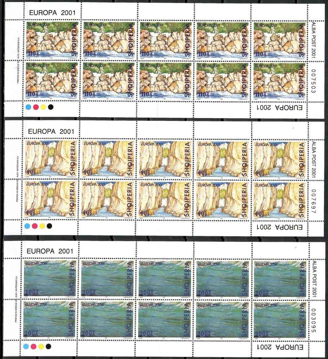Znaczek Albania 2001 Mi ark 2809-2811 Czyste **
