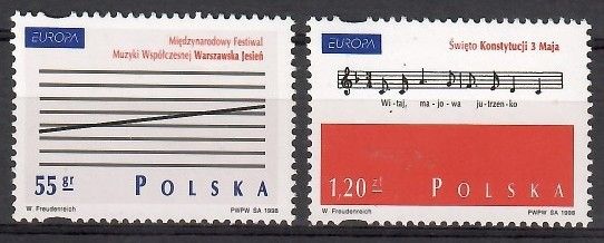 Znaczek Polska 1998 Mi 3714-3715 Fi 3566-3567 Czyste **