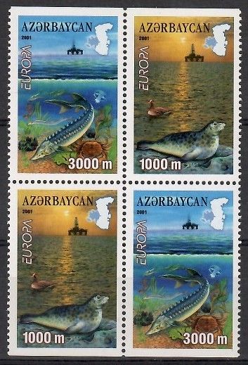 Znaczek Azerbejdżan 2001 Mi 494-495D Czyste **