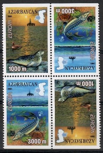 Znaczek Azerbejdżan 2001 Mi 494-495D Czyste **