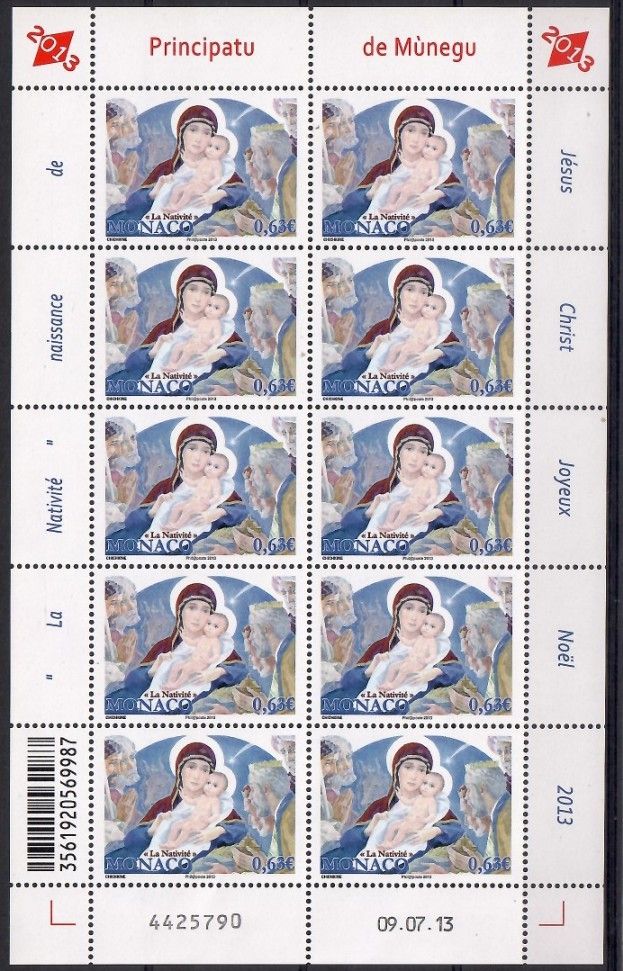 Znaczek Monako 2013 Mi ark 3157 Czyste **
