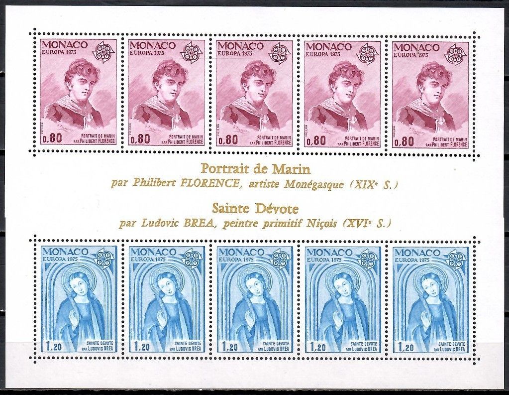 Znaczek Monako 1975 Mi bl 8 Czyste **