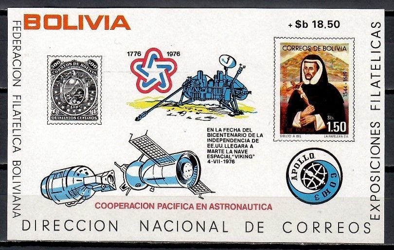 Znaczek Boliwia 1976 Mi bl 72 Czyste **