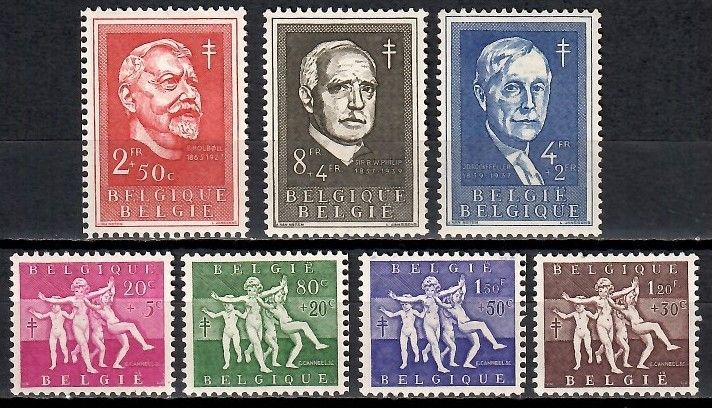 Znaczek Belgia 1955 Mi 1028-1034 Czyste **