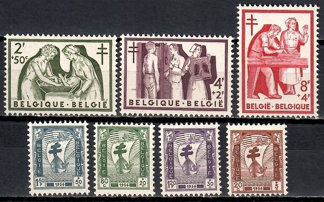 Znaczek Belgia 1956 Mi 1047-1053 Czyste **