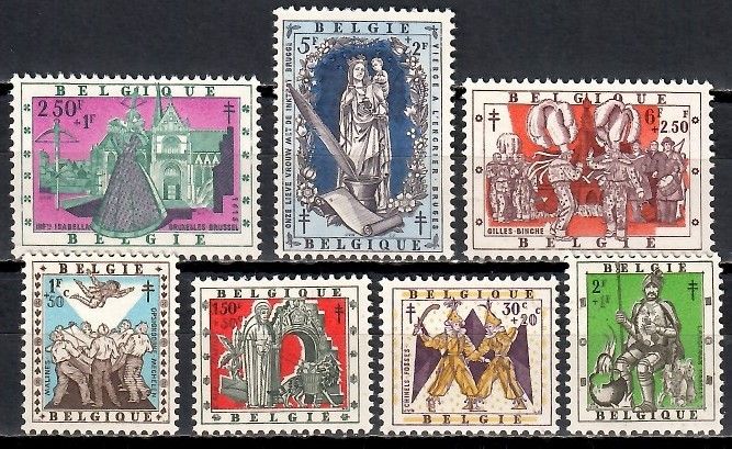 Znaczek Belgia 1957 Mi 1084-1090 Czyste **