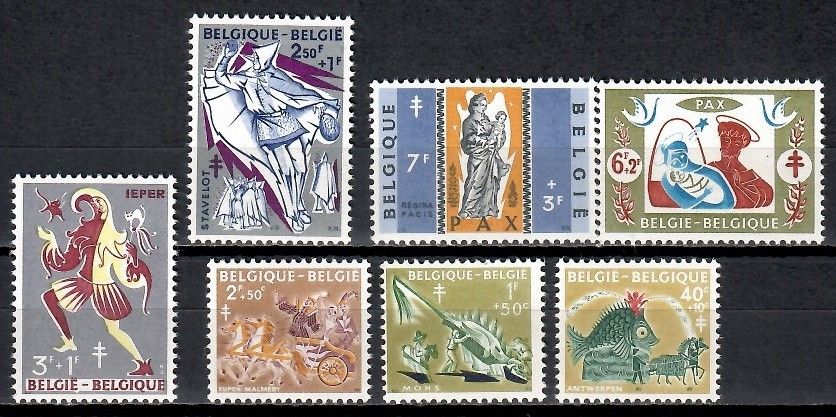 Znaczek Belgia 1959 Mi 1167-1173 Czyste **