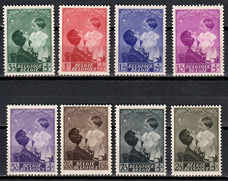 Znaczek Belgia 1937 Mi 443-450 Czyste **