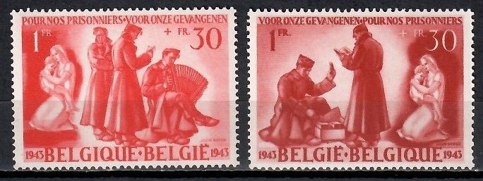 Znaczek Belgia 1943 Mi 626-627 Czyste **