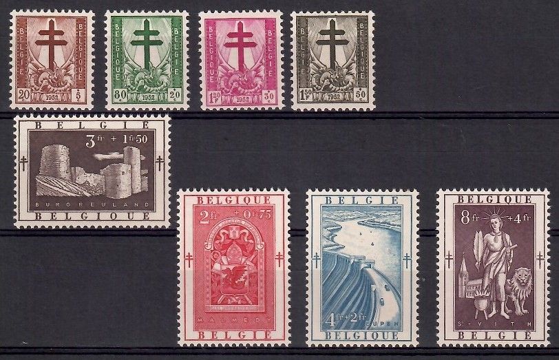 Znaczek Belgia 1952 Mi 952-959 Czyste **