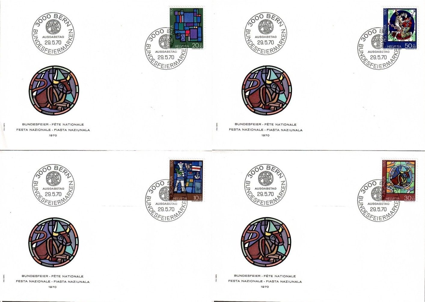 Znaczek Szwajcaria 1970 Mi 925-928 FDC