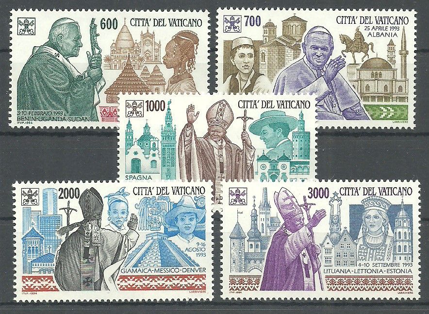 Znaczek Watykan 1994 Mi 1128-1132 Czyste **