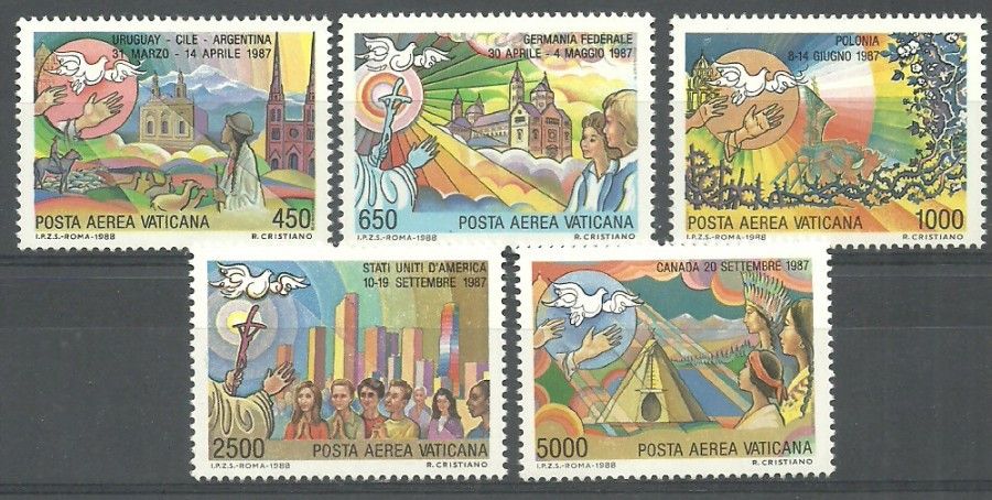 Znaczek Watykan 1988 Mi 952-956 Czyste **