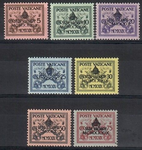 Znaczek Watykan 1939 Mi 73-79 Z podlepką *