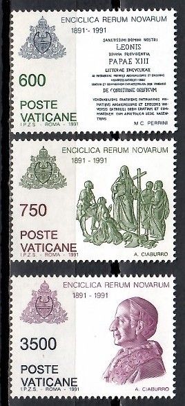 Znaczek Watykan 1991 Mi 1035-1037 Czyste **