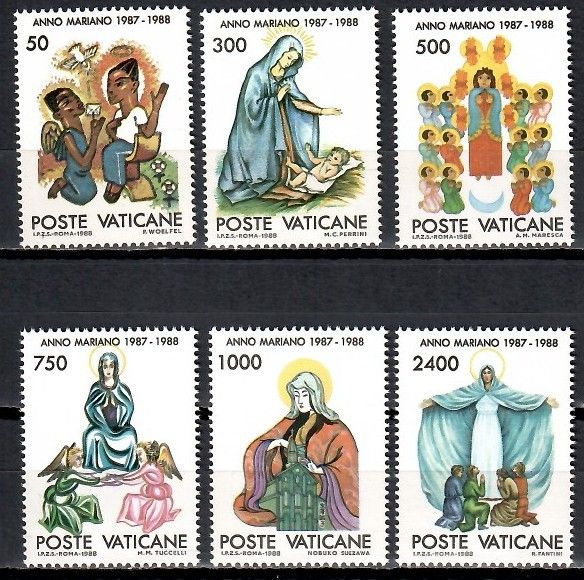 Znaczek Watykan 1988 Mi 940-945 Czyste **