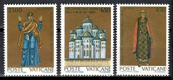 Znaczek Watykan 1988 Mi 946-948 Czyste **