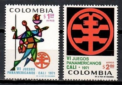 Znaczek Kolumbia 1971 Mi 1179-1180 Czyste **