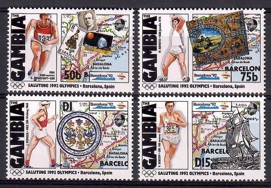 Znaczek Gambia 1992 Mi 1320-1322+1326 Czyste **