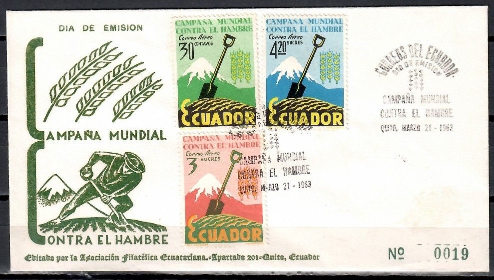 Znaczek Ekwador 1963 Mi 1092-1094 FDC