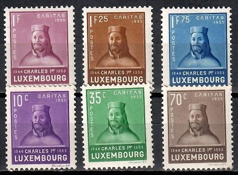 Znaczek Luksemburg 1935 Mi 284-289 Z podlepką *