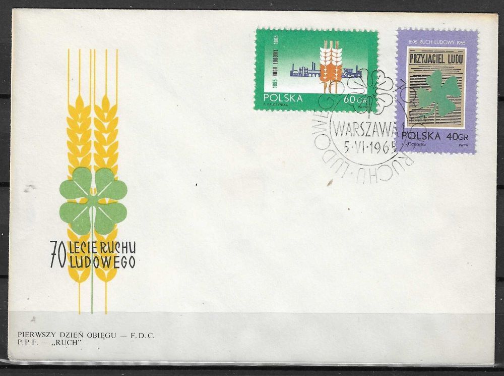 Znaczek Polska 1965 Mi 1585-1586 Fi 1436-1437 FDC
