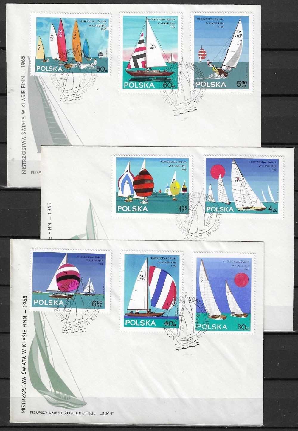 Znaczek Polska 1965 Mi 1587-1594 Fi 1438-1445 FDC
