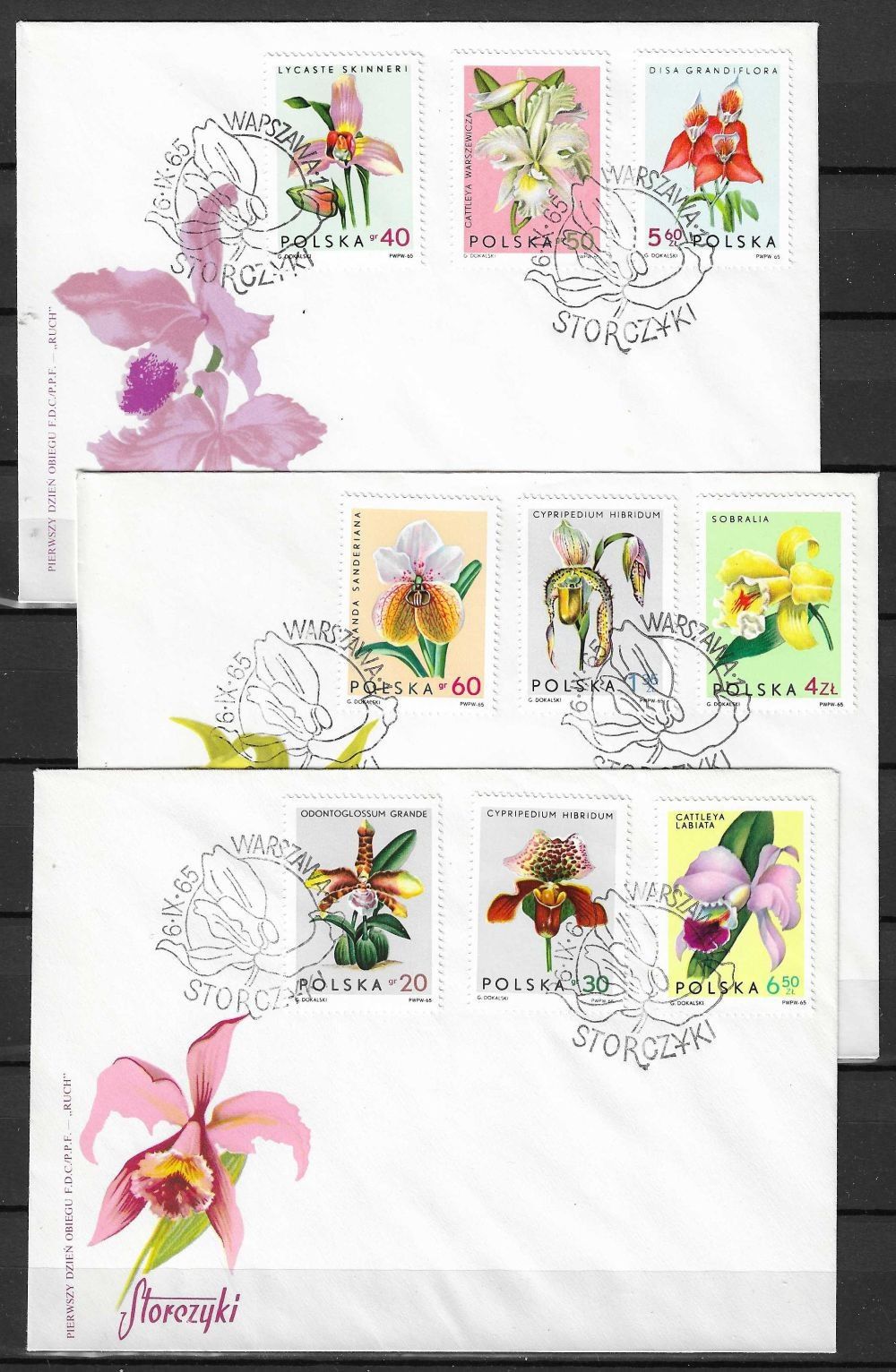 Znaczek Polska 1965 Mi 1612-1620 Fi 1463-1471 FDC