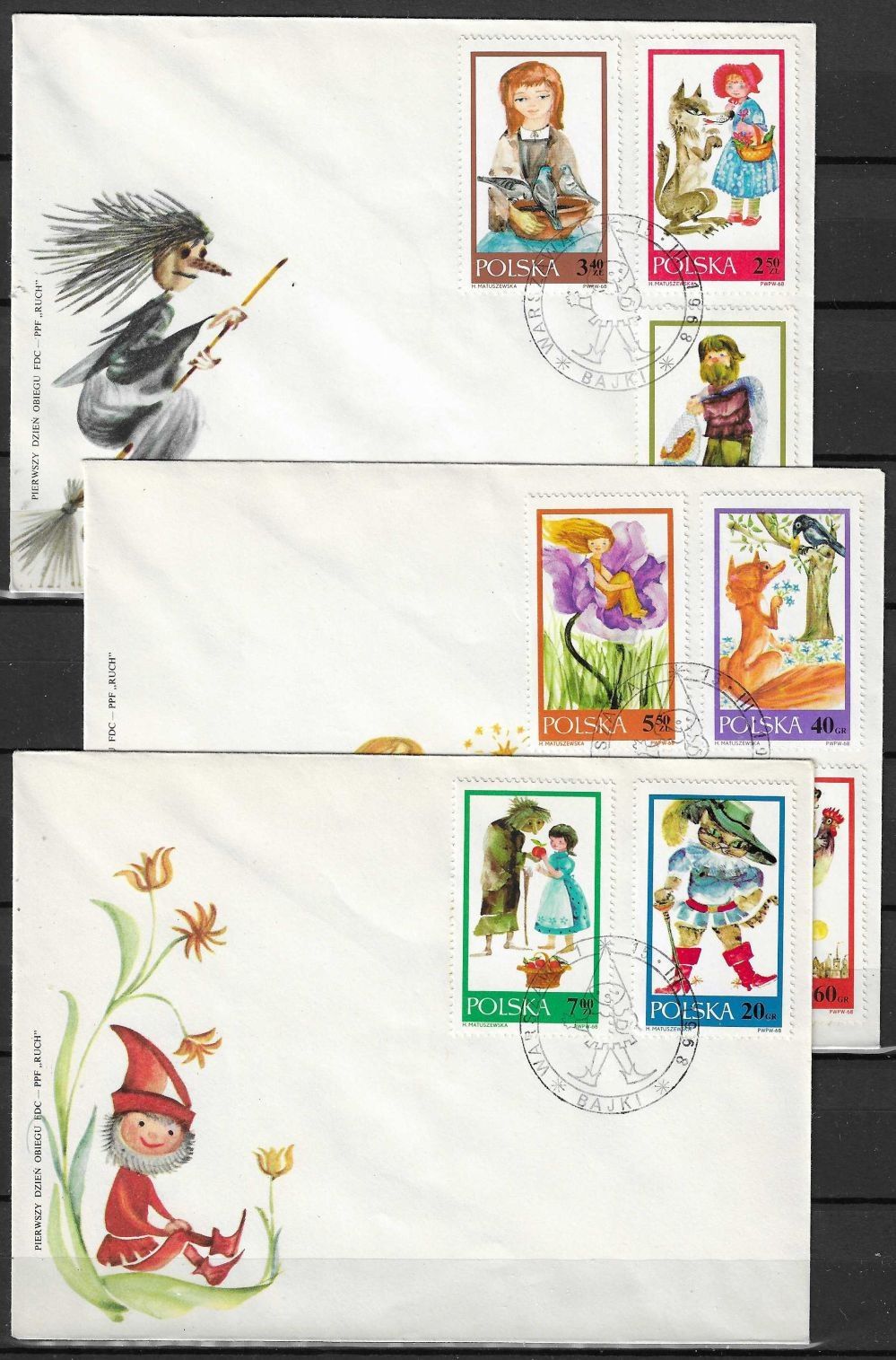 Znaczek Polska 1968 Mi 1828-1835 Fi 1681-1688 FDC