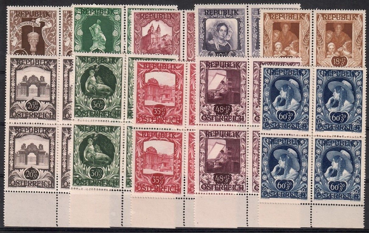 Znaczek Austria 1947 Mi 812-821 Czyste **