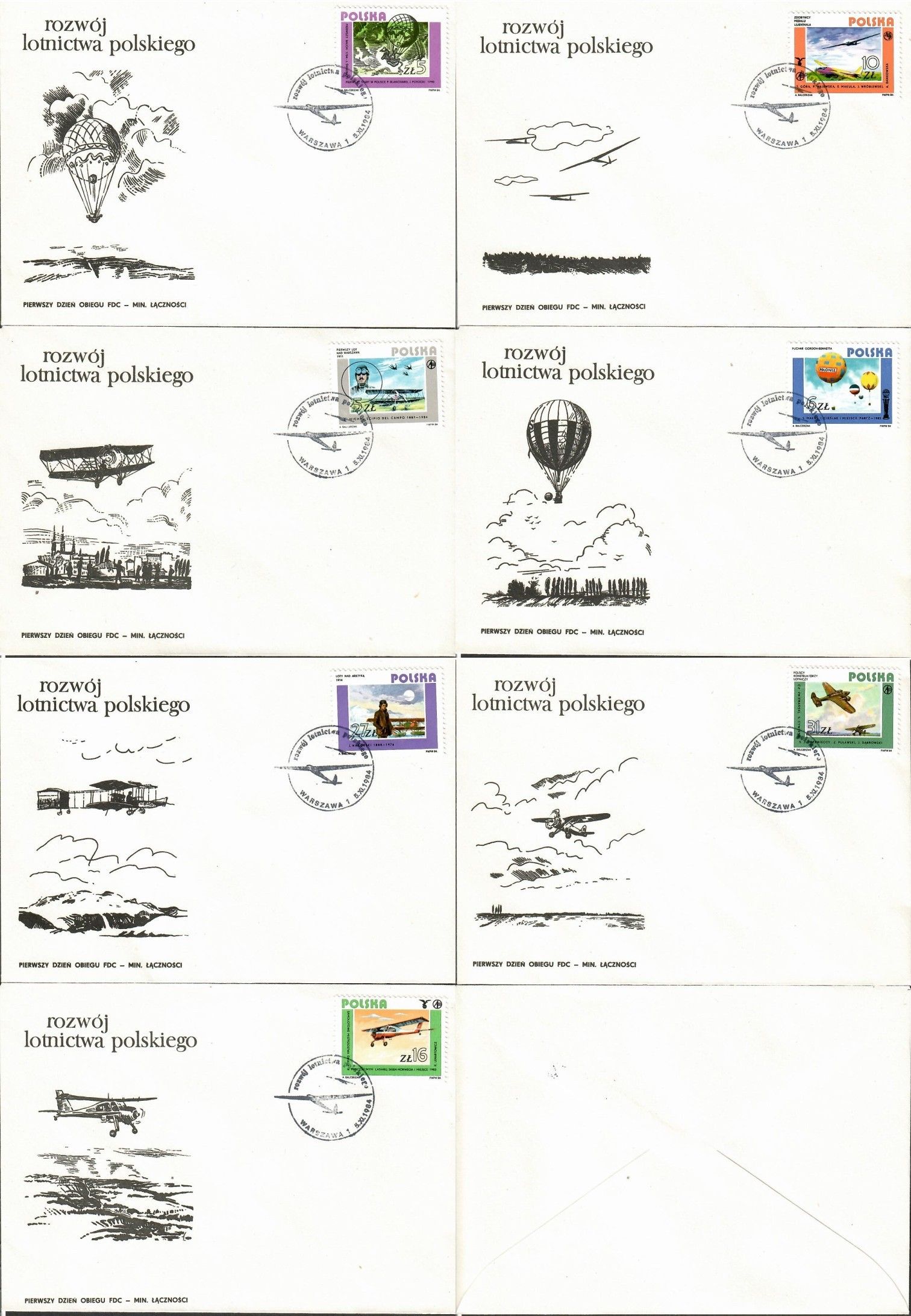 Znaczek Polska 1984 Mi 2939-2945 Fi 2791-2797 FDC