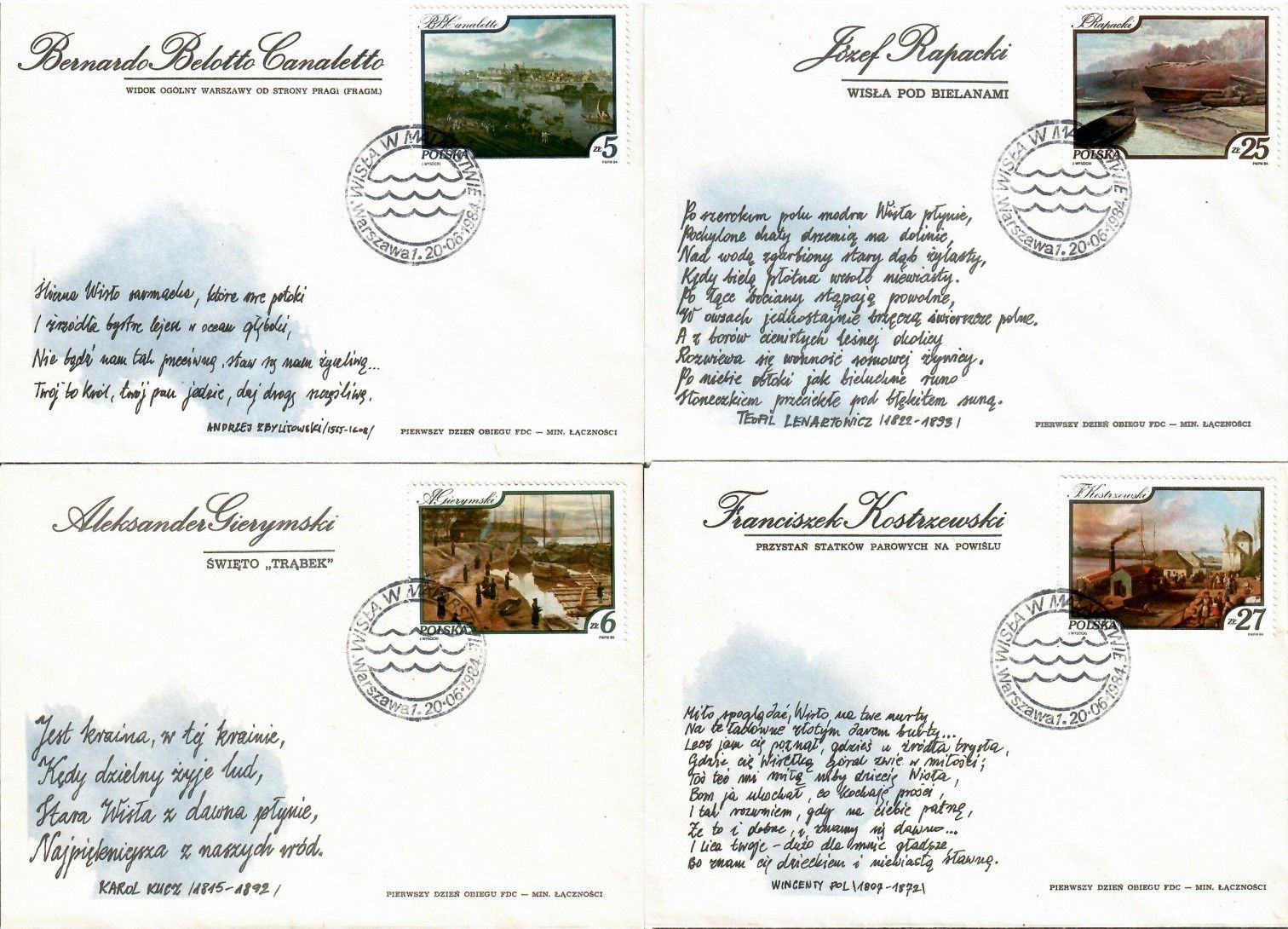 Znaczek Polska 1984 Mi 2921-2924 Fi 2773-2776 FDC