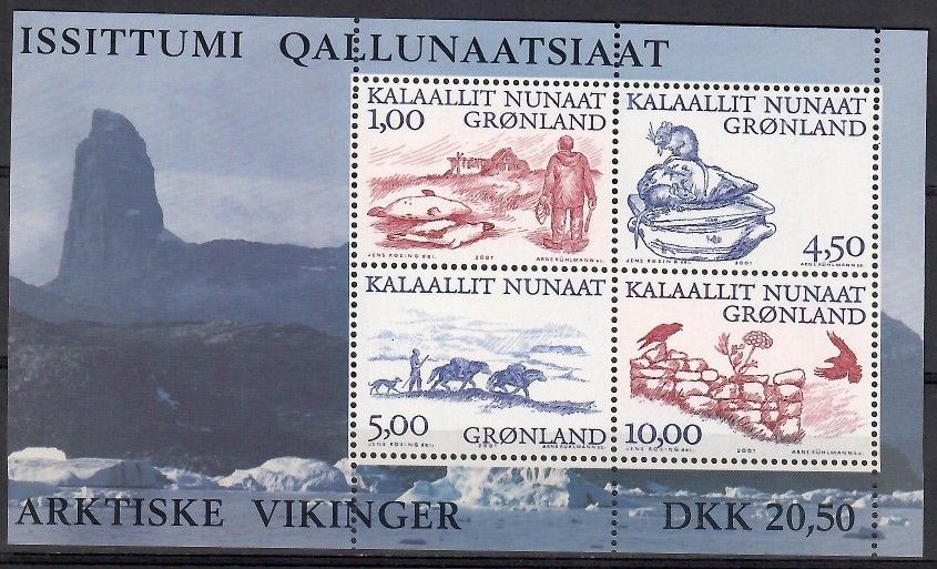 Znaczek Grenlandia 2001 Mi bl 20 Czyste **