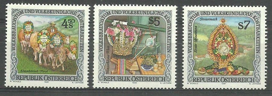 Znaczek Austria 1991 Mi 2041-2043 Czyste **