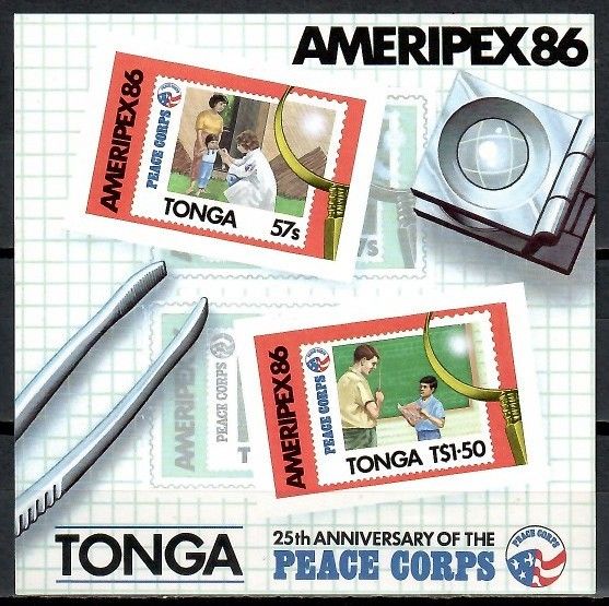 Znaczek Tonga 1986 Mi bl 7 Czyste **